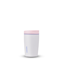 Full profile shot of the 12oz pink 'Candy Coated' SmoothSip Slider coffee mug.