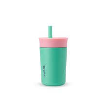 Owala turquoise and pink 12oz stainless steel kids' tumbler