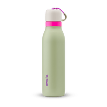 Owala green and pink 18oz FreeSip Twist stainless steel water bottle
