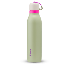 Owala green and pink 24oz FreeSip Twist water bottle.
