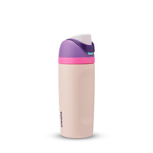 Owala 16oz pink and purple kids' freesip water bottle. 