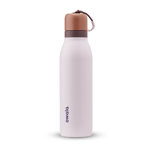 Owala white and brown 18oz FreeSip Twist water bottle.